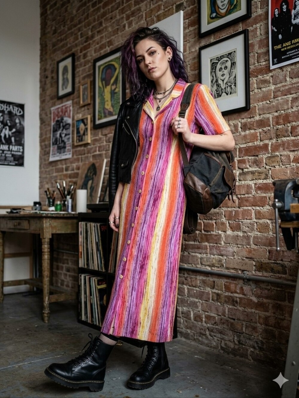 Vintage Leslie Fay Striped 50's Style House dress